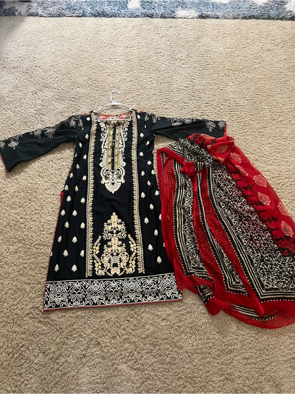 Limelight Black and Red Embroidered Women Kurta Set